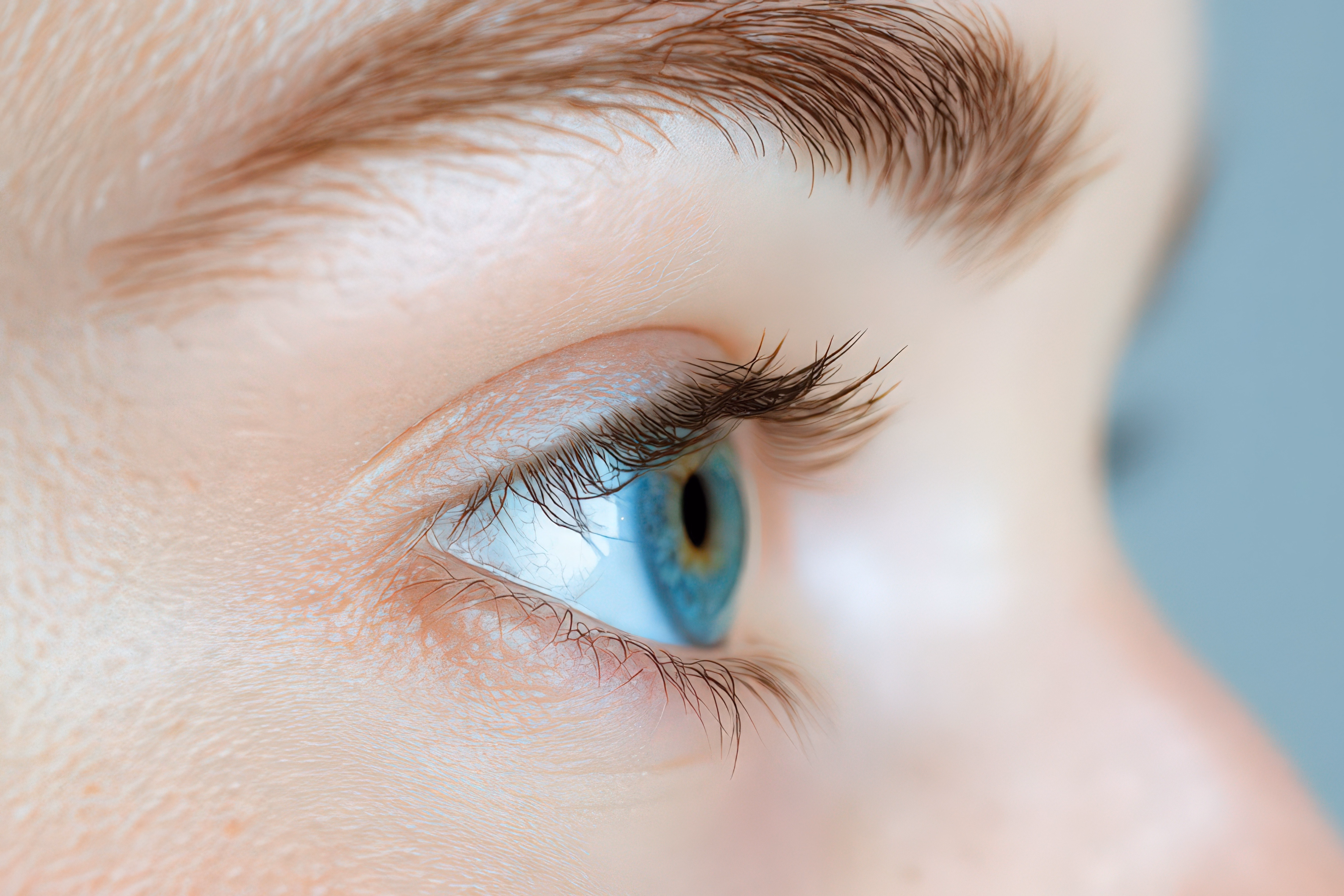 Close up of an eye with short lashes